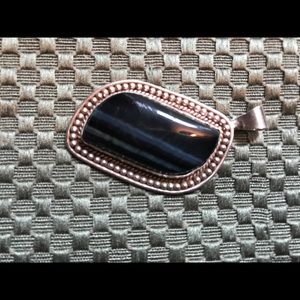 Black Agate Cabochon Pendant